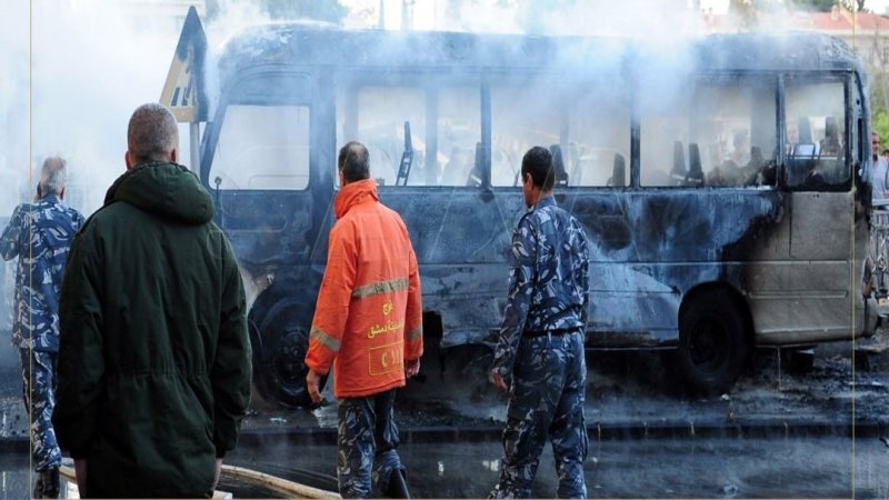تفجير إرهابي تحت جسر الرئيس بالعاصمة دمشق يسفر عن استشهاد 14 شخصا