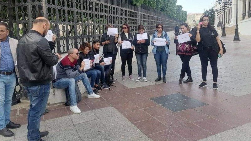 اعتصام للنقابيين والعاملين في قطاع الاعلام بساحة الحكومة