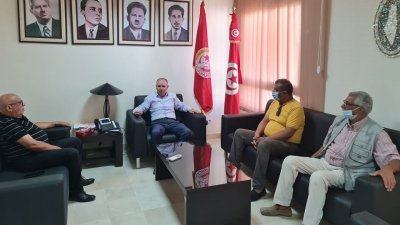 الامين العام يستقبل عبيد البريكي وعدنان الحاجي والهمامي