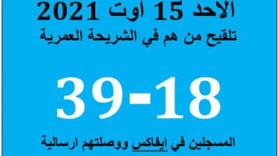 ثاني ايام التلقيح المكثف الاحد 15 أوت لمن هم في الشريحة العمرية 18-39