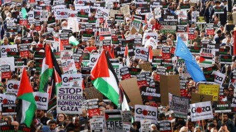 100 ألف متظاهر في لندن دعما للفلسطينيين