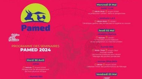 تنظيم الدورة 20 للصالون المتوسطي للتربية الحيوانية و تربية الماشية من 30 أفريل إلى 3 ماي بقصر المؤتمرات المدينة ياسمين الحمامات